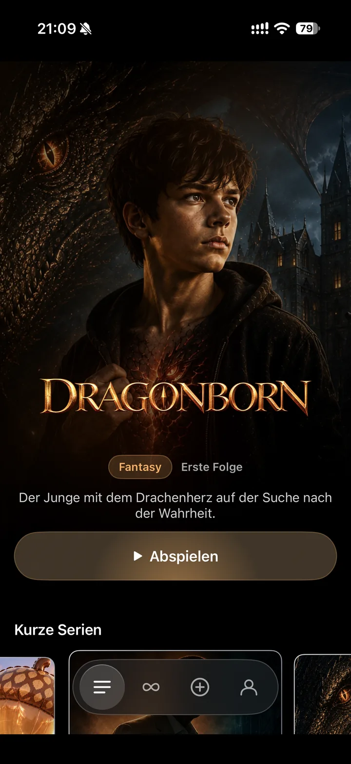 lixe App: Startseite mit der Serie Dragonborn